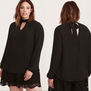 Torrid Black Mock Tie Neck Blouse 1X